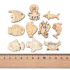未完成の木製の切り抜き  海洋動物のテーマ  混合図形  バリーウッド  16x18x2.5mm  約50個/袋&nbsp;WD-CBACC5B-02