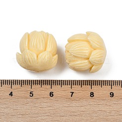 合成サンゴ刻まれたビーズ  染め  花  シャンパンイエロー  20x19x20.5mm  穴：3.6mm&nbsp;CORA-S025-01
