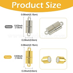 ループ付き真鍮製マグネット留め具10袋  コラム  プラチナ  16x6mm  穴：1.5mm&nbsp;KK-FS0002-02P