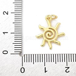 真鍮チャーム  太陽のチャーム  ラックめっき  長持ちメッキ  鉛フリー＆カドミウムフリー  丸カン付き  18KGP本金メッキ  16.5x13.5x1.2mm  穴：3.3mm&nbsp;X-KK-S511-21G