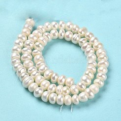 天然養殖淡水パールビーズ連売り  グレードA +  ロンデル  パパイヤホイップ  6~7x3~5mm  穴：0.8mm  約74~75個/連  14.09''（35.8センチメートル）&nbsp;PEAR-J007-11