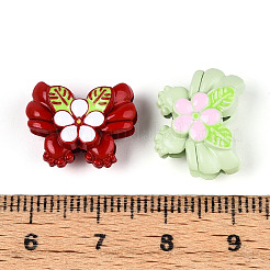 焼き付け塗料合金エナメルビーズ  花と蝶  ミックスカラー  13x16.5x7.5mm  穴：1.6mm&nbsp;PALLOY-T090-64