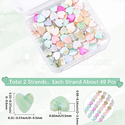 2連売りマカロンカラー天然シェルビーズ連売り  染め  ミックスカラー  ハート  8~9.5x8~9.5x2~3.5mm  穴：0.5mm  約49個/連  15.24''（38.7センチメートル）&nbsp;SHEL-SC0001-88C