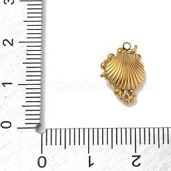 304ステンレススチールラインストーンペンダント  18KGP本金メッキ  貝殻の形のチャーム  14x10x4mm  穴：1.2mm&nbsp;RB-CBACF51-09G-01