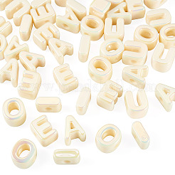 50 個 5 スタイル UV メッキ不透明アクリルビーズ  虹色の  文字 aeiou  古いレース  20.5x8~18x13.5mm  穴：6mm  10個/スタイル&nbsp;PACR-TA0001-31A