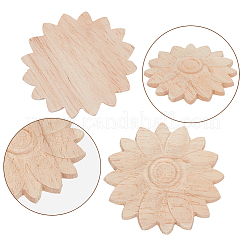ウッドチップ15個  壁の装飾  花柄  パパイヤホイップ  44x44x7mm&nbsp;WOOD-WR0001-26B