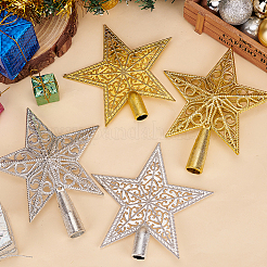 4個 4スタイル プラスチック製 クリスマスツリートップ スターオーナメント  クリスマスツリーの装飾用  ミックスカラー  143~170x146x17~21mm  穴：13.5~17mm  1個/スタイル&nbsp;AJEW-GA0006-06