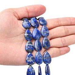 天然石ラピスラズリビーズ連売り  ティアドロップ  18x12x4~5mm  穴：0.6mm  約23個/連  15.94''（40.5センチメートル）&nbsp;G-K311-03A-02