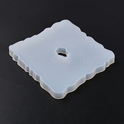 シリコンモールド  コースター型  ジェッソ樹脂鋳造金型  ホワイト  正方形  120x122x12mm  穴：22x15.5mm&nbsp;DIY-TAC0032-06B