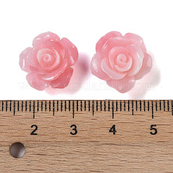 合成サンゴ3Dフラワーローズビーズ  染め  ピンク  14x8mm  穴：1~1.4mm&nbsp;CORA-A005-14mm-25