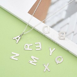 変色しない304ステンレススチールのアルファベットチャーム  a～zの文字  ステンレス鋼色  11~12x5.5~11x0.5~0.8mm  穴：1mm  26個/セット&nbsp;X-STAS-O073-01