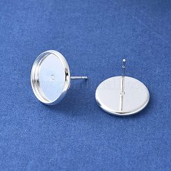 真鍮の耳のスタッドのセッティング  ニッケルフリー  銀色のメッキ  トレイ：12mm  12mm  ピン：0.7mm&nbsp;IFIN-Q005-S-NF