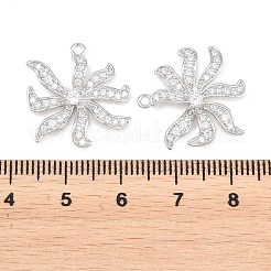 真鍮マイクロパヴェクリアキュービックジルコニアペンダント  咲き誇る花のチャーム  プラチナメッキ  20.5x19.5x3.5mm  穴：1.2mm&nbsp;KK-H287-06P