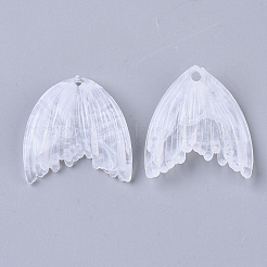 アクリルパーツ  天然石風  ウイング  透明  27x25.5x3mm  穴：2mm  約370個/500g&nbsp;OACR-T021-001J