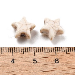 クラックオペークアクリルビーズ  模造ターコイズ  スター  湯通しアーモンド  11x11.5x7mm  穴：1.8mm&nbsp;OACR-Z026-06A