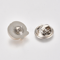 プラスチック製の安全ブローチ  鉄のピンとアクリルラインストーン付き  りんご  透明  11.6x11.2x12.4mm  ピン：1mm&nbsp;JEWB-WH0009-29