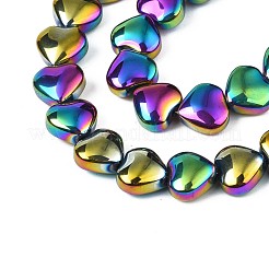 電気メッキガラスビーズセット  半分メッキ  ハート  黄金メッキ  9~10x10x5.5mm  穴：0.8mm  約70~71個/連  25.20インチ〜26.38インチ（64~67cm）&nbsp;EGLA-S188-14-C02