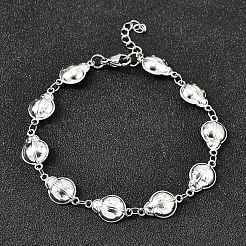 304ステンレススチール製てんとう虫リンクブレスレット（女性用）  ステンレス鋼色  7-1/8インチ（18cm）&nbsp;BJEW-K226-15A-P