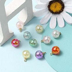 10 個の UV メッキアクリルパーツ  明るい金色の真鍮のパーツと  丸いチャーム  ミックスカラー  13.5x9.5mm  穴：1.6mm&nbsp;FIND-YW0002-05