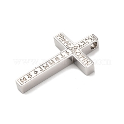 304ステンレスペンダント  ルーン文字の十字架  ステンレス鋼色  37x22x5mm  穴：3mm&nbsp;STAS-P421-10P