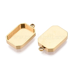 304ステンレススチールペンダントカボション部品  長方形  イオンプレーティング（ip）  18KGP本金メッキ  トレイ：13x9mm  16.5x10x2mm  穴：1.4~1.5mm&nbsp;STAS-Q113-19D-G