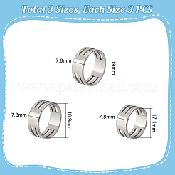 9個 3スタイル 201ステンレススチール補助リング  丸カン開閉ツール  ステンレス鋼色  7.8mm  内径：17.1~19mm  3個/スタイル&nbsp;TOOL-UN0001-29