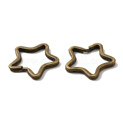 アイアン製キーリング  キーホルダー留め金のパーツ  スター  アンティークブロンズ  34x3mm&nbsp;IFIN-H045-AB