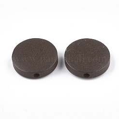 塗装天然木ビーズ  フラットラウンド  ココナッツブラウン  15~15.5x4mm  穴：1.8mm&nbsp;WOOD-S049-02B-01