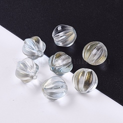 透明ガラスビーズ  グリッターパウダー付き  カボチャ  透明  10.5mm  穴：1mm&nbsp;GLAA-L027-K03