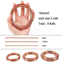 DIYジュエリーキット  アルミワイヤーと鉄のサイドカッティングプライヤー付き  ミックスカラー  1mm / 1.5mm / 2mm  10 m /ロール  9のロール/セット&nbsp;AW-GA0001-02