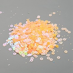 玉虫色のオーナメントアクセサリー  レーザー プラスチック スパンコール/スパンコール ビーズ  中央掘削  ディスク/フラットラウンド  ライトサーモン  4x0.1mm  穴：1mm  約3000個/袋&nbsp;KY-WH0036-52D