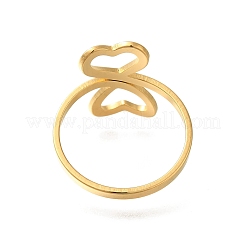女性用304ステンレスリング  ハート  18KGP本金メッキ  18.5x10mm  内径：18.5mm&nbsp;RJEW-S238-04