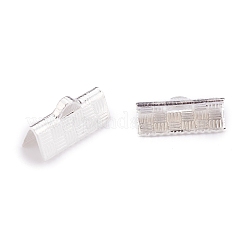304ステンレススチールリボンカシメエンドパーツ  銀  7x13x5mm  穴：1.4x0.5mm&nbsp;STAS-P249-27A-S