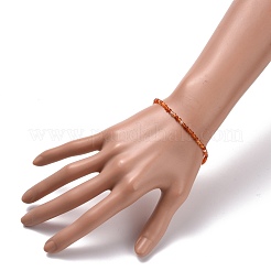 ミニナチュラルカーネリアンビーズストレッチブレスレット  女性の女の子のために  内径：2-1/8インチ（5.4cm）&nbsp;BJEW-JB07669-06