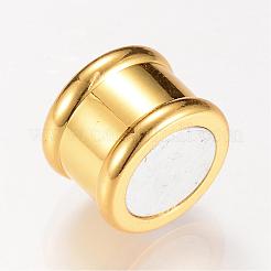 端が接着された真鍮のマグネットクラスプ  ニッケルフリー  コラム  ゴールドカラー  20x14x14mm  半分穴：12mm&nbsp;KK-R052-22G