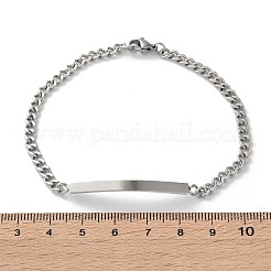 304ステンレススチールカーブチェーンリンクブレスレット  女性用・男性用IDブレスレット  ステンレス鋼色  8インチ（20.3cm）&nbsp;BJEW-A036-19P