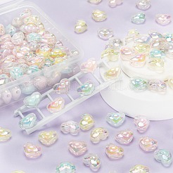 150個5色透明アクリルビーズ  二層ビーズ  ABカラー  ハート  ミックスカラー  13x17x9.5mm  穴：2.5mm  30個/カラー&nbsp;TACR-LS0001-09