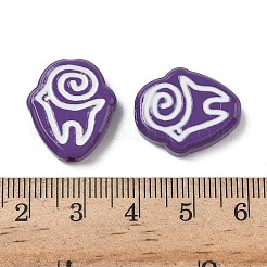 手作りランプワークビーズ  ルーン文字  エナメル  パープル  19.5~20x17x5~5.5mm  穴：1.2mm&nbsp;LAMP-D003-04E
