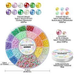 DIYブレスレット作りキット  丸いアクリルビーズと ABS プラスチックビーズを含む  伸縮性のある糸  ミックスカラー  108 G /ボックス&nbsp;DIY-YW0007-91