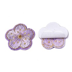 コンピュータ化された刺繍の不織布の自己接着パッチ  ポリエステル糸コスチュームアクセサリー付き  花  ミディアム蘭  32x33x2mm&nbsp;X-AJEW-T010-02C