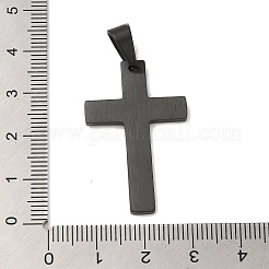 304ステンレスペンダント  言葉のチャームが付いた十字架  宗教  ブラック  34.8x22x1.8mm  穴：8x5.5mm&nbsp;STAS-C105-04EB