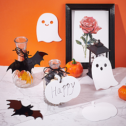 8種類のスタイルのアクリルラベルカード4枚  1バンドルジュートコード付き  ハロウィーンのデコテーション用  カボチャ  ゴースト  バット  ミックスカラー  100x82x2.5mm&nbsp;DIY-OC0008-63
