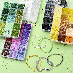 DIY 丸型ガラスビーズブレスレット作成キット  きいろ  3~8mm  穴：0.8~1mm&nbsp;SEED-YW0002-63A