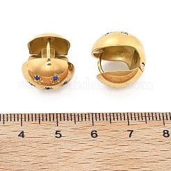304ステンレススチールラインストーンフープピアス  ラウンド  ゴールドカラー  15mm&nbsp;EJEW-M041-01G-04