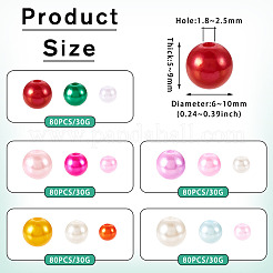 150g5色absプラスチック模造真珠ビーズ  ラウンド  ミックスカラー  6~10x5~9mm  穴：1.8~2.5mm  約80個/30g  30 G /カラー&nbsp;KY-TA0001-44B