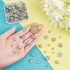 160個 8スタイル 304 & 316 ステンレススチール ファンシービーズキャップ  マルチ花弁  混合花  ステンレス鋼色  7~15x7~15x1.5~7mm  穴：1~1.5mm  20個/スタイル&nbsp;STAS-UN0038-80