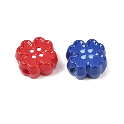 不透明なアクリルビーズ  花  エナメル  ミックスカラー  12x12x5.5mm  穴：2mm&nbsp;OACR-H057-05