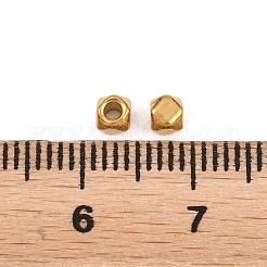 304ステンレススチールビーズ  18KGP本金メッキ  イオンプレーティング（ip）  キューブ  3x3x3mm  穴：1.6mm&nbsp;STAS-D394-02K-G