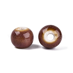 ヴィンテージの手作り磁器ビーズ  ファンシーアンティーク施釉磁器  ラウンド  シエナ  9.5~11x8.5~9.5mm  穴：2~3mm&nbsp;PORC-Q006-13A-16