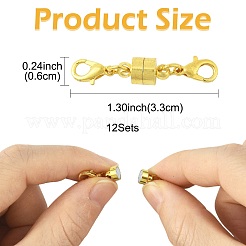 真鍮製マグネット留め具コンバーター12セット  カニカン付き  コラム  ゴールドカラー  33x6mm&nbsp;KK-FS0001-95G